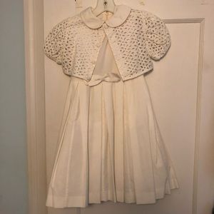 White party dress with eyelet jacket